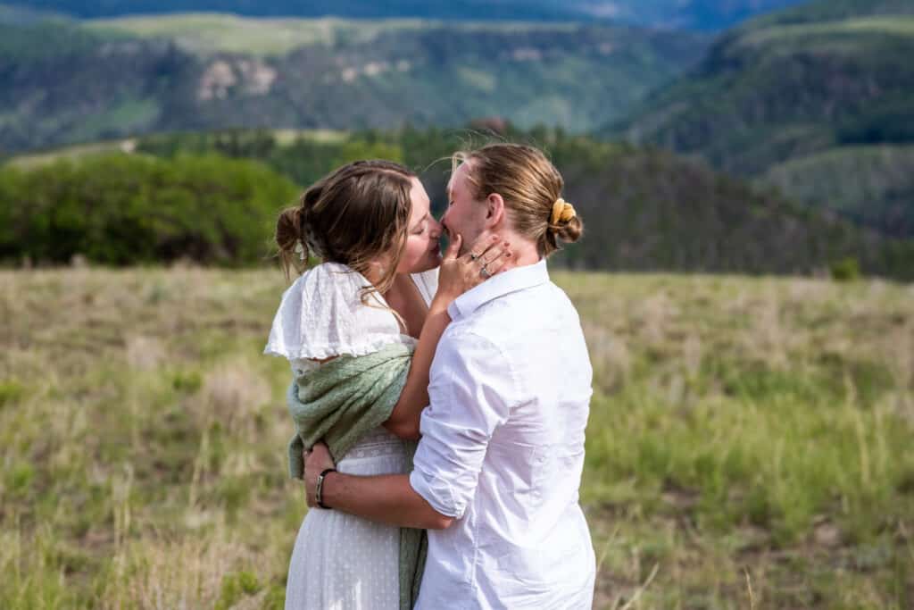 Bride and Groom on Last Dollar Road, Telluride Colorado wedding, elopement