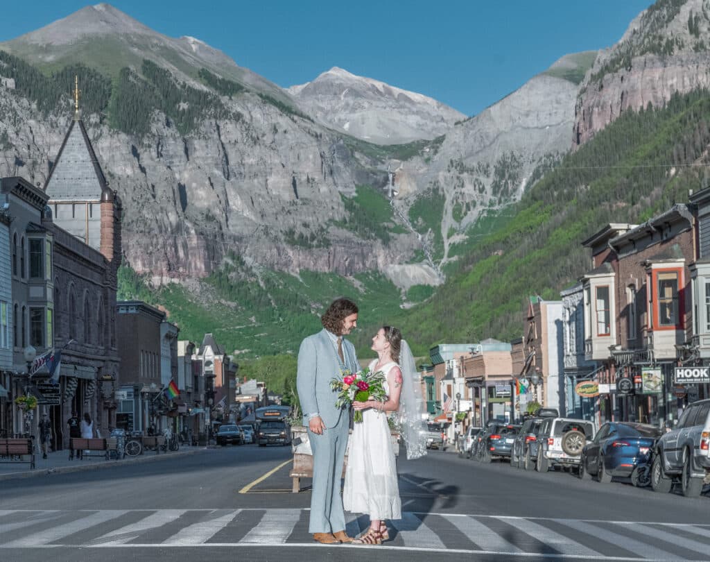 Bride and Groom in Telluride Colorado, elopement, Wedding